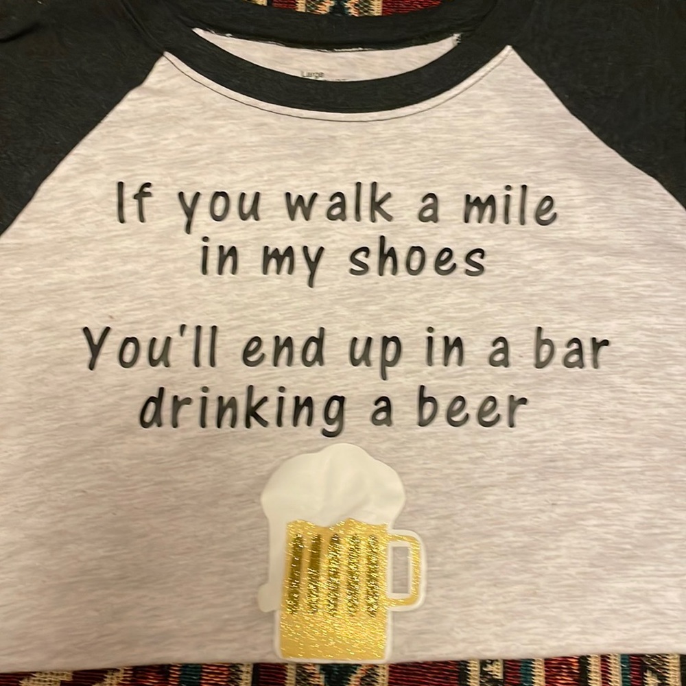 Baseball shirt with cute saying large